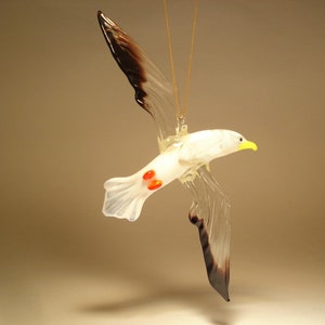 Handmade Blown Glass Figurine Art Hanging Bird SEAGULL Albatross Ornament