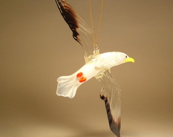 Handmade Blown Glass Figurine Art Hanging Bird SEAGULL Albatross Ornament