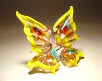 Blown Glass Figurine Art Insect Yellow with Colorful Specs BUTTERFLY Mother’s Day Gift