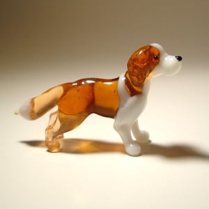 Blown Glass Cavalier King Charles Spaniel Figurine: Handmade Dog Collectible, Pet lovers gift
