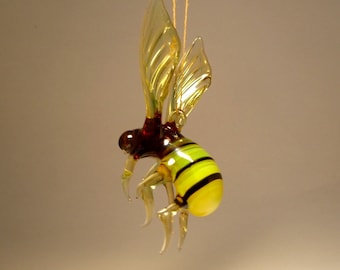 Blown Glass Art Animal Figurine Insect Striped Wasp Bee