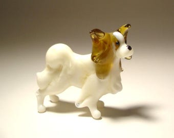 Glass Dog PAPILLON - Handmade Continental Toy Spaniel Figurine