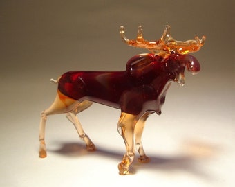 Handmade Blown Glass Art Figurine Animal Elk MOOSE Figurine