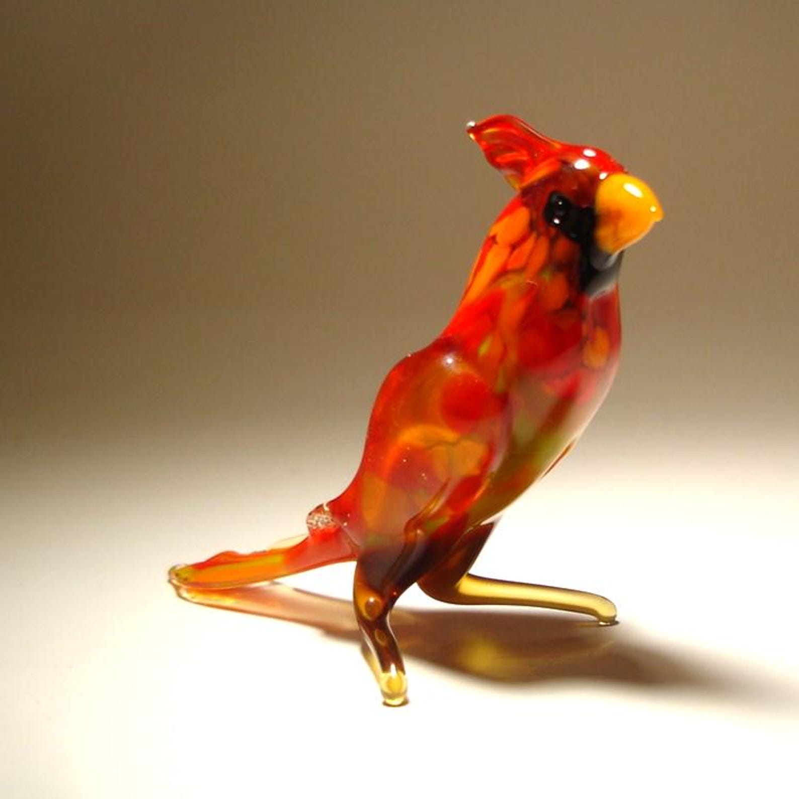 Hand Blown Glass Cardinal Figurine – Memorial Red Bird Art Sculpture ...