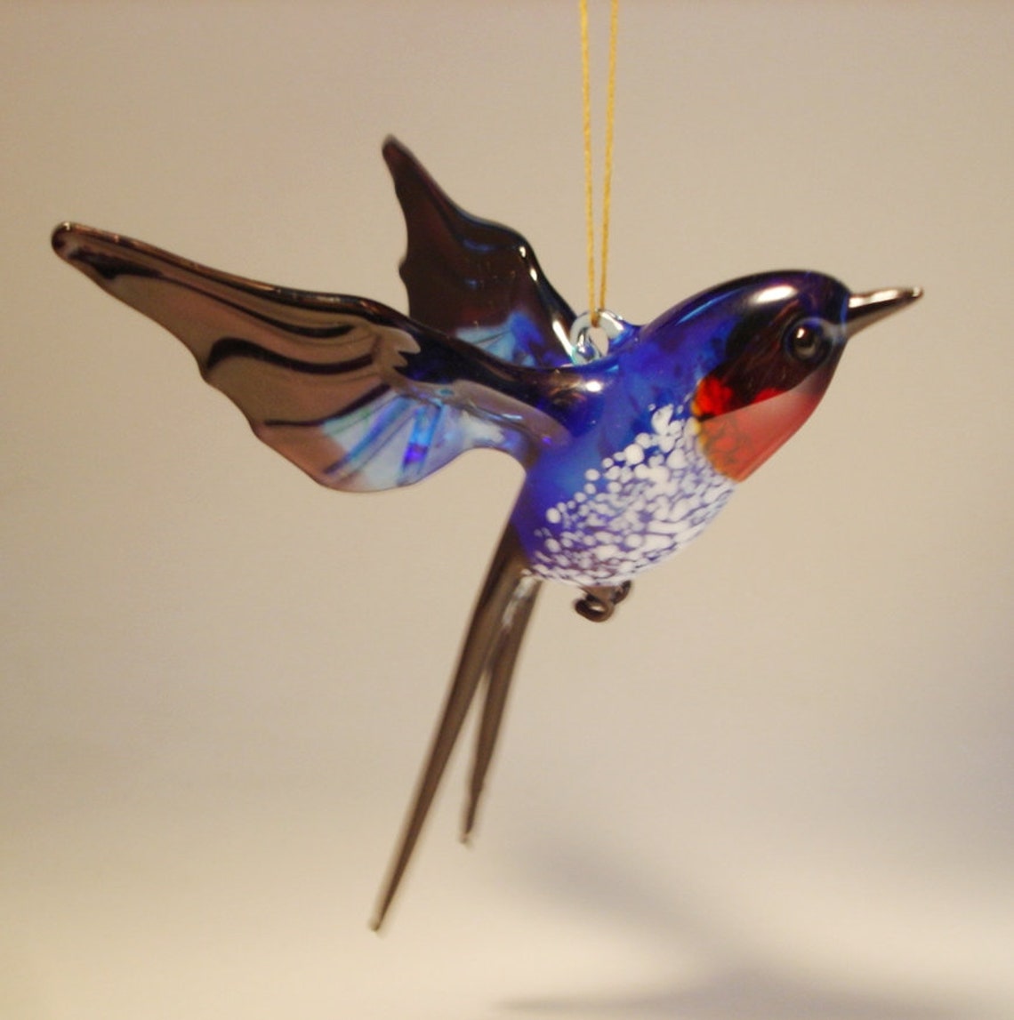 Blown Glass Figurine Bird Hanging Swallow Ornament Etsy