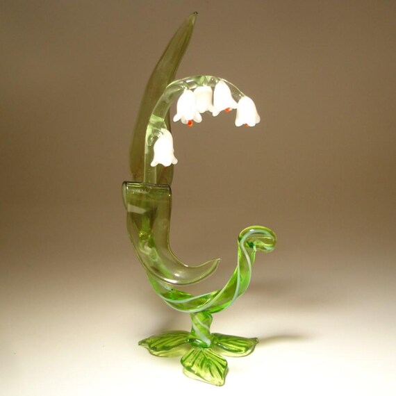 Blown Glass Lily-of the-Valley Figurine - Handmade Art Flower