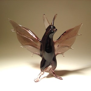 Blown Glass Figurine Dark Purple Monster BAT Great Halloween Gift Decor