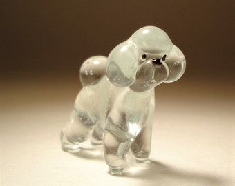 Handmade Blown Glass Bichon Frise Figurine - Dog Lovers Gift