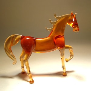 Handmade  Blown Glass Figurine Art Animal Brown HORSE Standing