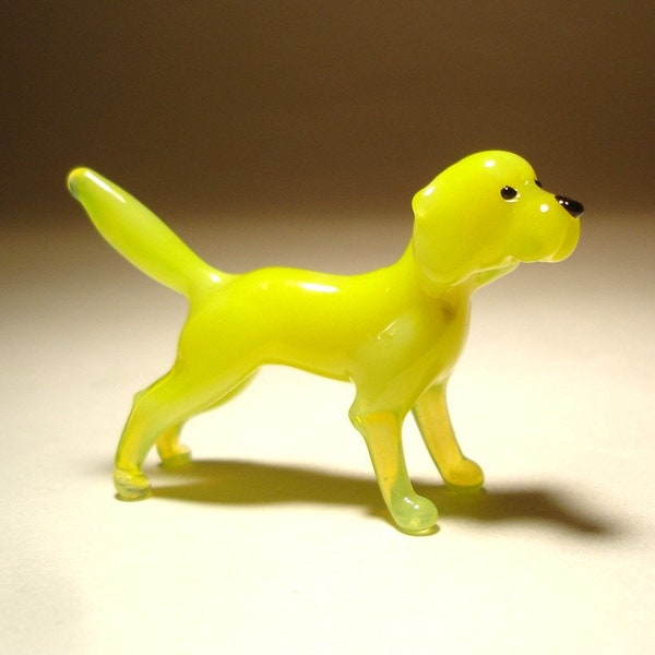 Handmade Blown Glass Small Yellow Lab Glass DOG Figurines