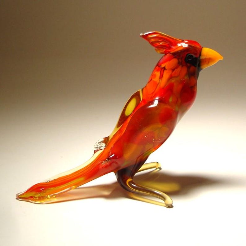 Hand Blown Glass Cardinal Figurine – Memorial Red Bird Art Sculpture ...