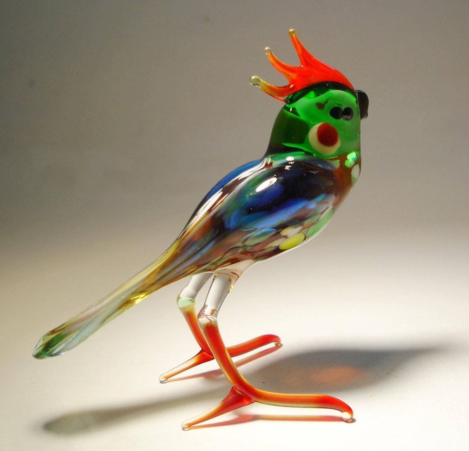 Handmade Blown Glass Figurine Art Bird Cockatiel Parrot Etsy