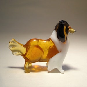 Handmade Blown Glass Dog COLLIE Figurine