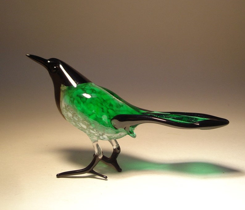 Handmade Blown Popular brand in the world New color Glass Figurine Bird Art MAGPIE Figure