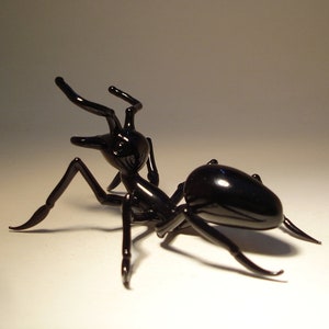 Blown Glass Figurine Art Insect Black Ant - Great Halloween gift or decor