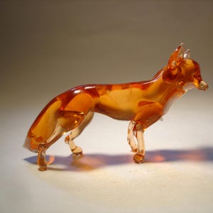 Glass FOX Figurine - Handmade Blown Glass Art Animal - Great Gift for Nature Lover