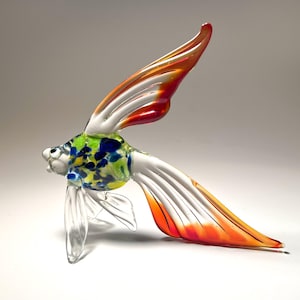 Blown Glass Fish Figurine: Dark Red Speckled Exotic Fish Art