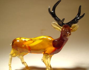 Handmade Blown Glass Art Figurine Animal Elk Deer Figurine