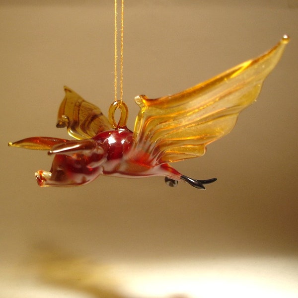 Blown Glass Figurine Hanging Dark Red and Brown BAT Ornament