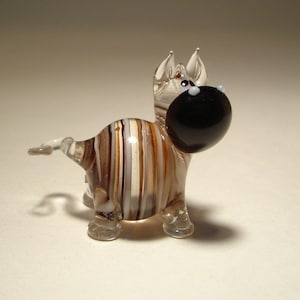 Handmade Blown Glass Art Figurine Animal Small ZEBRA Stripes
