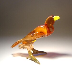 Blown Glass Eagle Figurine - Handmade Brown Art Glass Collectible, Avian Decor