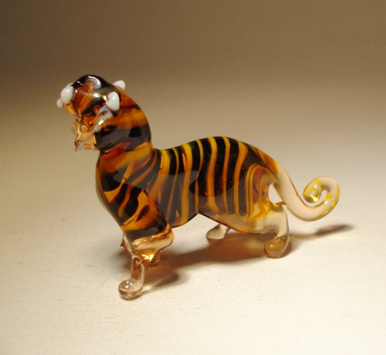 Handmade Blown Glass Art Animal Figurine Small TIGER Etsy