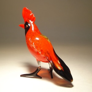 Handmade Blown Glass Art Figurine Red Bird CARDINAL - Wonderful Gift