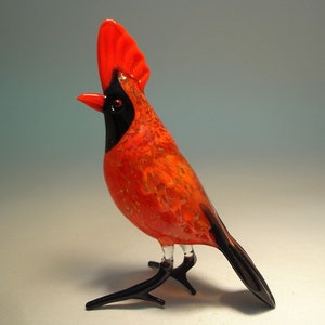 Handmade Blown Glass Art Figurine Red Bird CARDINAL - Wonderful Gift