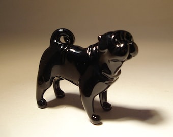 Hand-Painted Black Pug Dog Figurine - Small Collectible Statue For Display