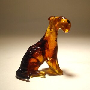 Handmade Blown Glass Dog AIRDALE Terrier Figurine Sitting