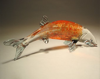 Handmade Blown Glass Art Figurine Trout Fish