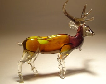 Figurine d'art en verre soufflé faite main, figurine de cerf, élan animal