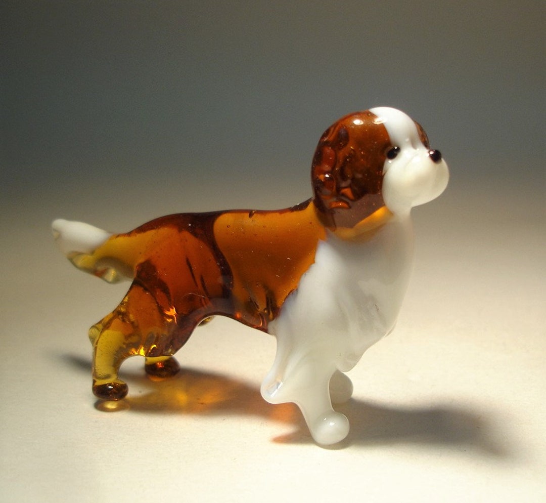 Handmade Blown Glass Dog St BERNARD Figurine Etsy