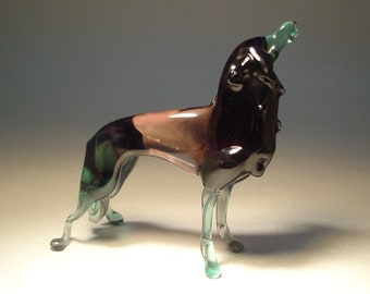 Handmade  Blown Glass Figurine Art Animal WOLF