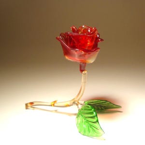 Handgemachte geblasen Glas Crimson Rot Blume ROSE Figur - Elegantes Geschenk für einen besonderen Menschen