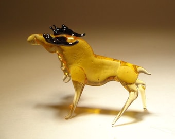 Handmade Blown Glass Art Animal Figurine Small Elk MOOSE