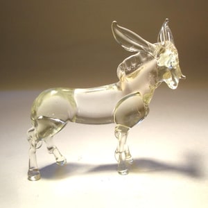 Handmade Blown Glass Donkey Figurine: Farm Animal Art