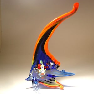Handmade Blown Glass Sailfish Fish Figurine: Coastal Decor Gift