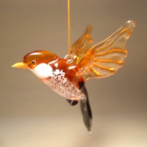 Handmade  Blown Glass Figurine Art Hanging Brown Bird SPARROW Figurine Ornament