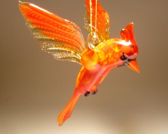 Glass Red CARDINAL Ornament - Handmade Spiritual Bird Figurine, Symbol of Hope & Remembrance