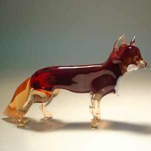 Handmade  Blown Glass Figurine Art Animal FOX