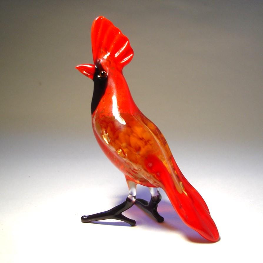 6ct. Red Glass Cardinal Bird Ornaments