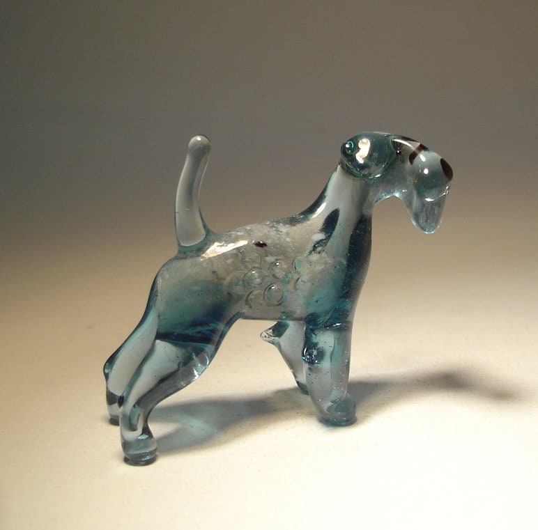 Art Blown Glass Murano Figurine Glass Kerry Blue Terrier 