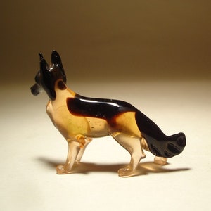 Handmade Blown Glass Dog German Shepherd Figurine