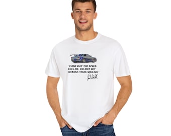 Perfect T-SHIRT Gift for a car enthusiast! R-34 Skyline GT-R With a funny car-guys quote at the back!