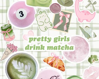 Pink Matcha Themed Kindle Insert