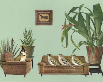 Dr. Bulbul's family counseling. Collage print by Vivienne Strauss.