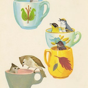 Tea party.  Limited edition collage print by Vivienne Strauss.