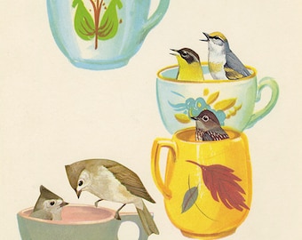Tea party.  Limited edition collage print by Vivienne Strauss.