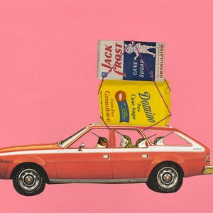 Humming along in their sweet ride. Limited edition print by Vivienne Strauss.